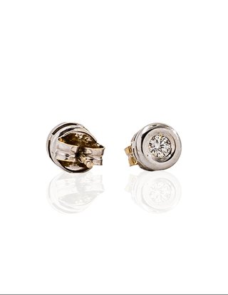 Pendientes Chatón con Circonita y Oro Blanco 16796