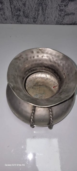 Jarrón Vintage de Metal Plateado