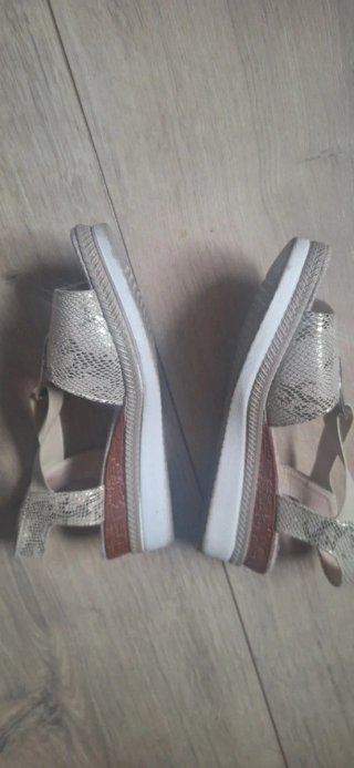 Sandalias plateadas y marrones