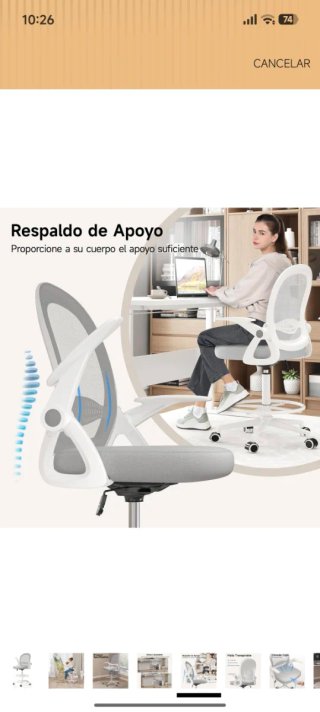 Silla alta de oficina gris y blanca