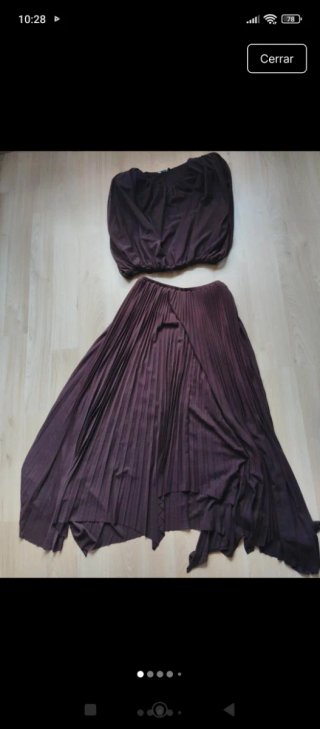 Set Zara Falda Plisada y Top de Gasa