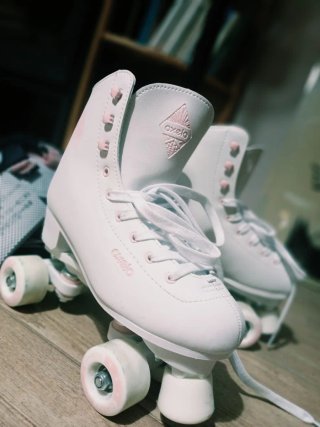 Patines 4 ruedas Oxelo blanco/rosa (1 uso)