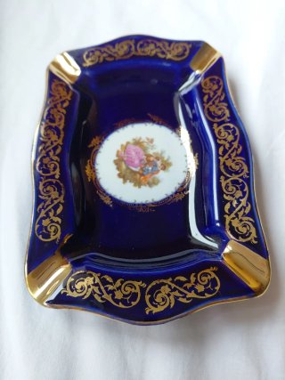 Cenicero Limoges Azul y Dorado