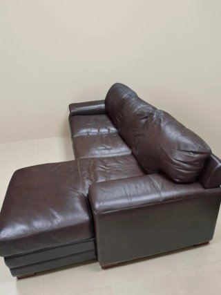 Sofá Chaise Longue de Piel Marrón