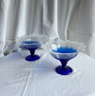 Coppia vintage di bicchieri/fontane in vetro di Murano