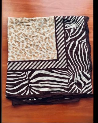 Foulard Grande Animal Print Marrone, Beige 120x120