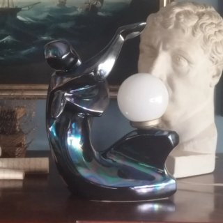Antigua lampara vintage años 70 porcelana iridisce
