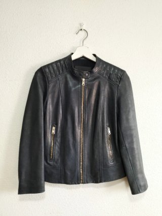 Chaqueta Biker Piel Massimo Dutti Negra