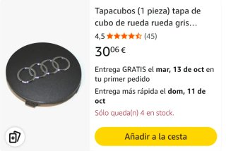 Tapacubos Audi Gris (1 Pieza)