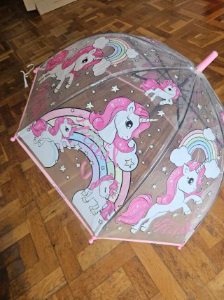 Paraguas infantil unicornio arcoíris. Automático.