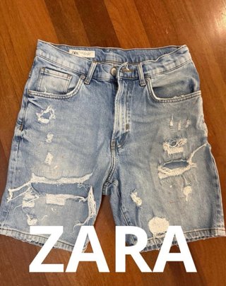 Zara Vaqueros Cortos Desgastados Talla 38