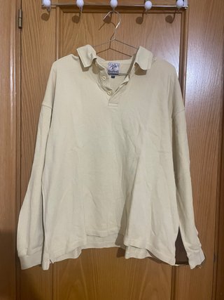 Polo vintage manga larga amarillo pastel