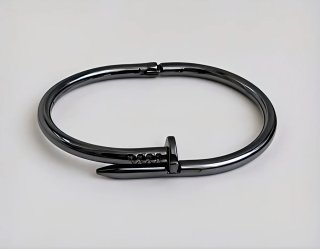 Pulsera Acero Estilo Clavo Negra.