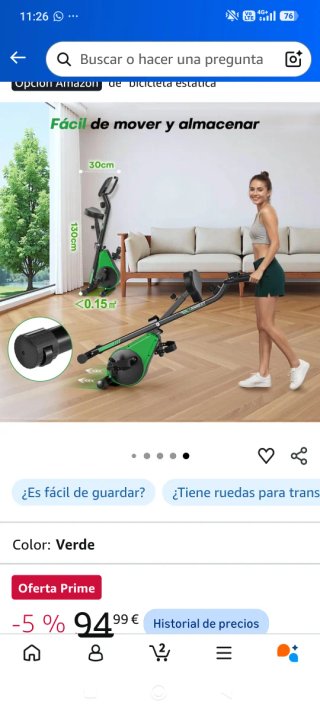 Bicicleta Estática Plegable Verde