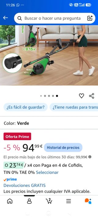Bicicleta Estática Plegable Verde