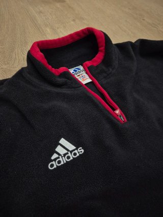 Forro Polar Adidas Vintage L Negro Rojo Térmico