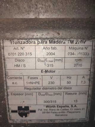 Sierra de mesa para madera