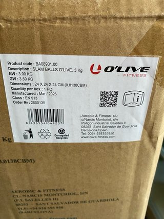 Balón medicinal O'LIVE FITNESS 3 kg