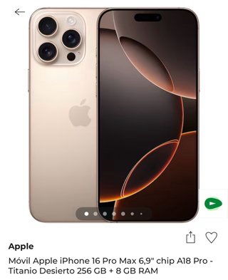iPhone 16 Pro Max 256GB Dorado Nuevo