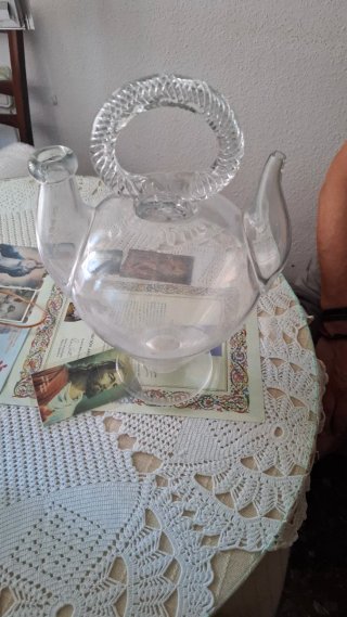 Botijo Vintage de Cristal con Asa Trenzada