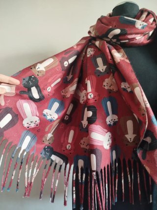 Bufanda estampada de gatos