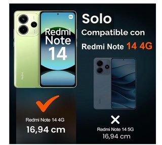Funda para Xiaomi Redmi Note 14 4G + 2 Cristales
