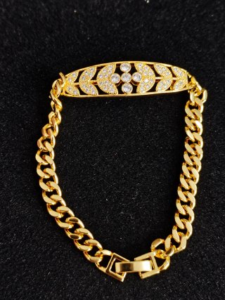 Pulsera Cubana Chapada en Oro de 18k con Circonita