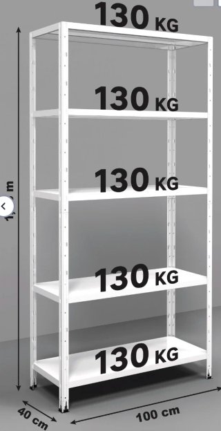 Scaffale Metallico Bianco a 5 Ripiani