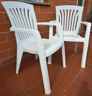 Set 2 sedie da giardino bianche poltrone esterno
