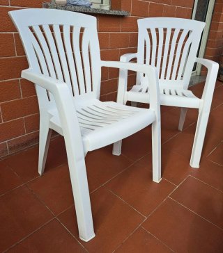 Set 2 sedie da giardino bianche poltrone esterno