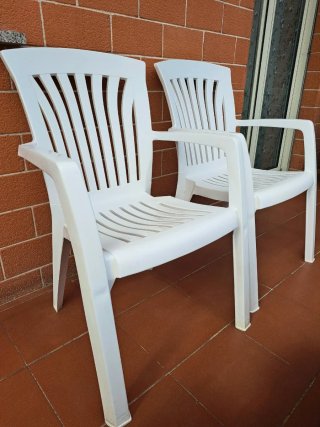 Set 2 sedie da giardino bianche poltrone esterno