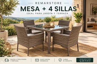 Conjunto de Jardín comedor Mesa y 4 Sillas