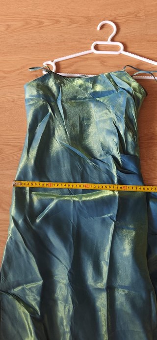 Vestido de fiesta largo verde y azul