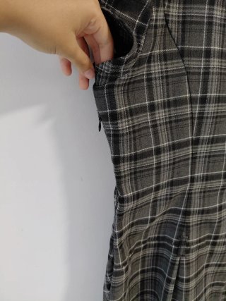 Vestido de cuadros gris y blanco