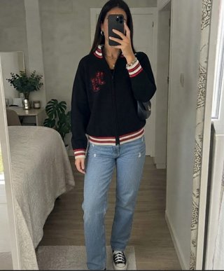 Jersey cremallera L mujer negro y rojo num 33