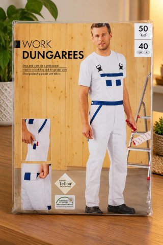 Peto de Trabajo Blanco y Azul Talla 50