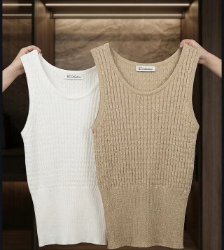 Top Gilet Lurex H2 Collection (Bianco e Champagne)