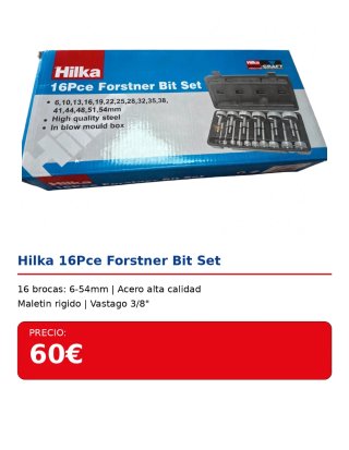 Brocas Forstner Hilka 16 piezas
