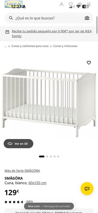 Cuna Bebé Ikea Blanca + colchon