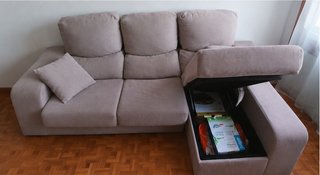 Sofá chaise longue 3 plazas tela