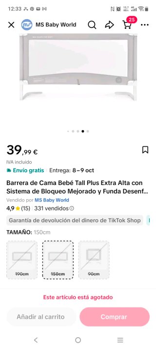 Barrera de Cama Bebé Tall Plus 150cm