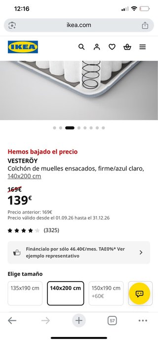 Colchón VESTERÖY IKEA 160x200 (casi nuevo!)
