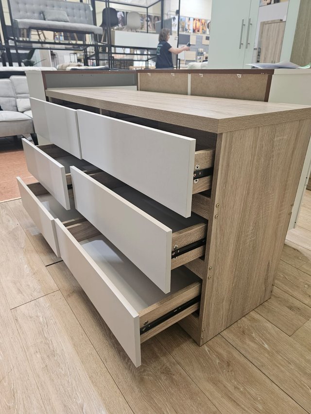 Cómoda Nórdica 6 Cajones Blanca y Madera