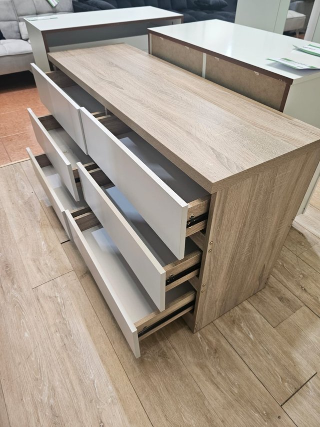 Cómoda Nórdica 6 Cajones Blanca y Madera