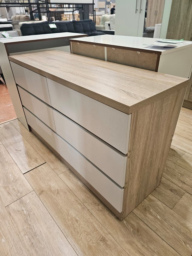 Cómoda Nórdica 6 Cajones Blanca y Madera