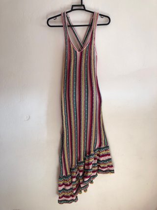 Vestido largo de punto multicolor