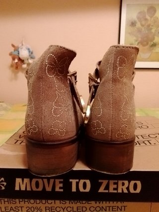 Botines Stradivarius Piel Serraje Marrón Talla 38
