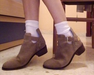 Botines Stradivarius Piel Serraje Marrón Talla 38
