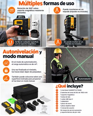 Nivel Láser KAIWEETS KT360B 360° Autonivelante