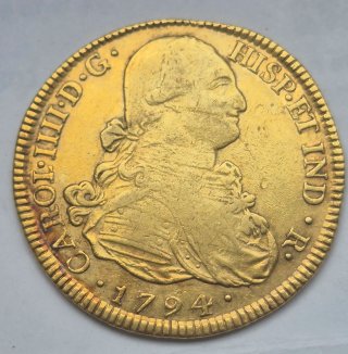 8 Escudos Oro Carlos IV 1794 Popayán